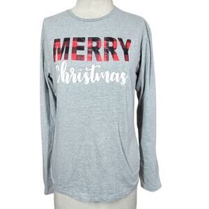 Buffalo Plaid Merry Christmas Long Sleeve Shirt Size Small